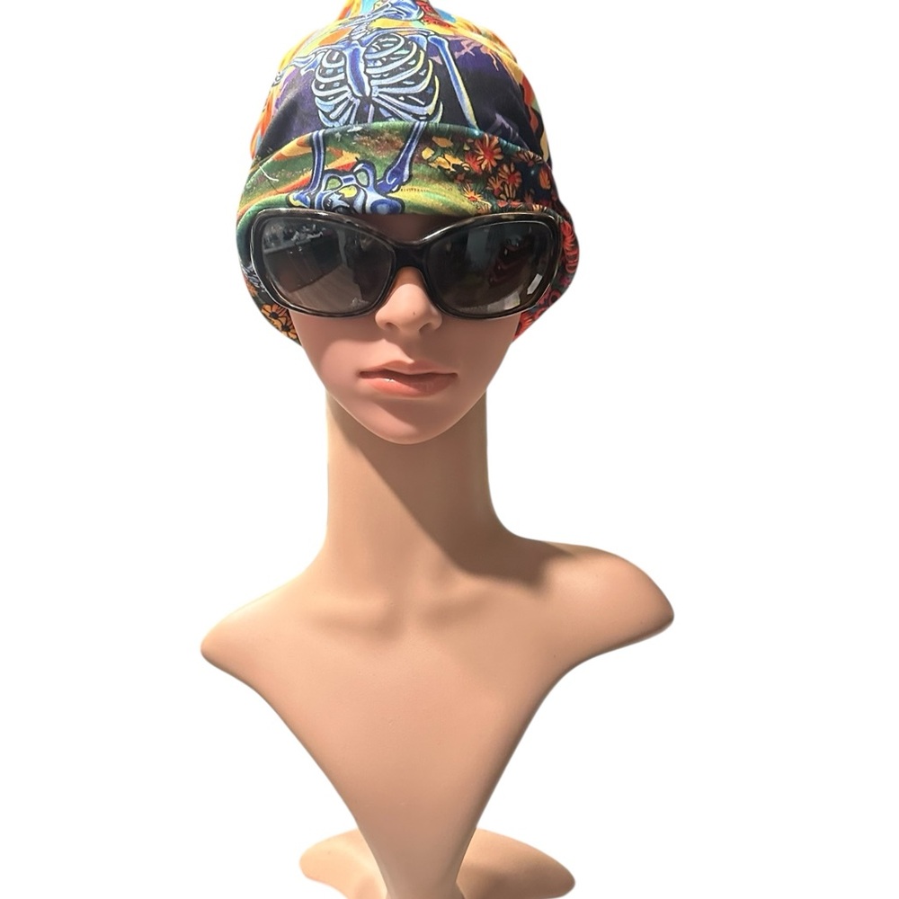 Colorful Skeleton Print Hat with Sunglasses